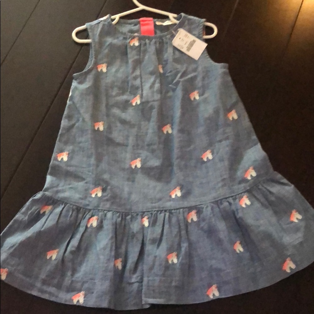 Crewcuts chambray unicorn dress 4 - NWT